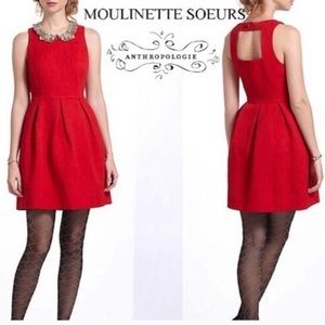 Moulinnette Soeurs Anthropologie red dress HOLIDAY
